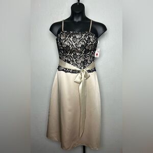 Impression Bridal Elegant Lace and Satin Dress Gold/Black Size 12